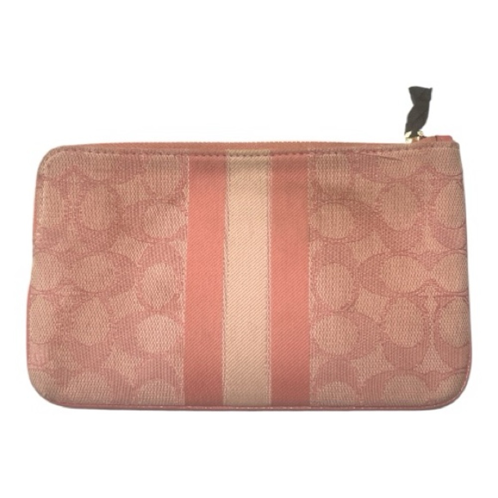 Coach Pink Dempsey Large Corner Zip Clutch Wallet In Signature Jacquard - Picture 2 of 3